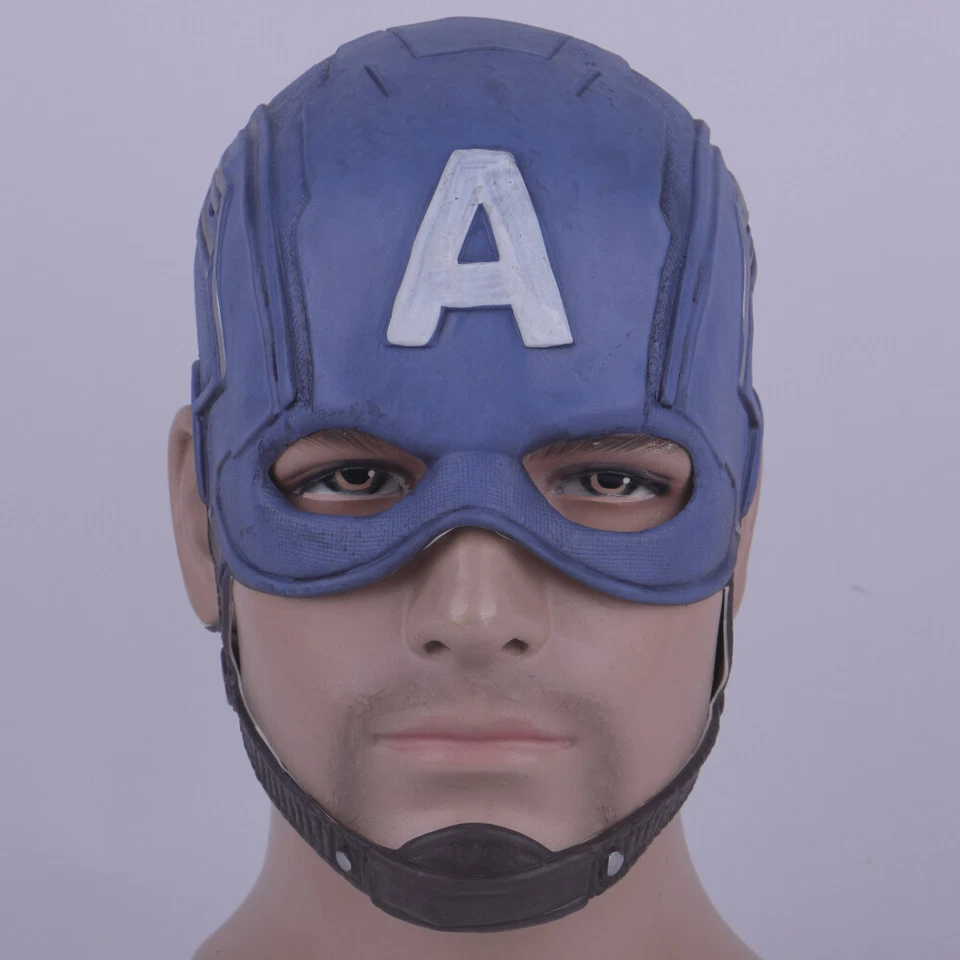Cosplay Captain America Mask The Avengers Steven Latex Adult Helmet Halloween - Image 2 of 4