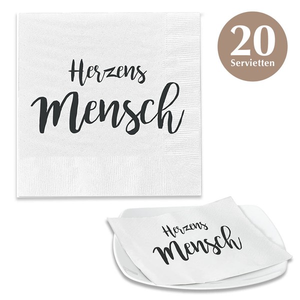 20Er Set Herzensmensch Servietten Papierservietten 3-Lagig Ca.33X33Cm Deko Liebe-image