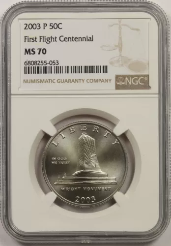 2003-P First Flight 50C NGC MS 70 Modern Commemorative Half Dollar 