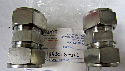   2) NEW PARKER A-LOK 1'' X 1'' UNION TUBE FITTING 16SC16-316 LOT OF 2
