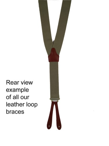 1940s Vintage Style Navy & Rust Stripe Button Trouser Braces Real Leather - Picture 6 of 6