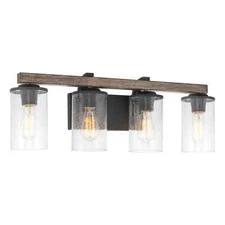 Kira Home Oakmont 28" 4-Light Farmhouse Vanity / Bathroom Light + Seeded Glass