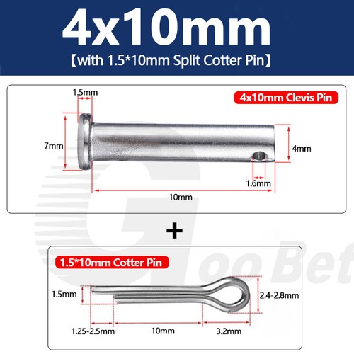 Clevis Pin Hinge Pin Retaining Pin with Cotter Pin Stainless Steel Metric 304 A2 - Picture 34 of 182
