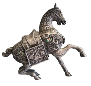 19th CENTURY. CHINESE EXPORT STERLING SILVER HORSE, FINEST MUSEUM QUALITY