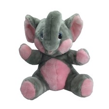 Vtg A  B Novelty Co. Elephant Plush Stuffed Animal 10.5" Brooklyn Doll Co. 1982