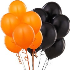 Plain Latex Balloons Black Orange 12" Birthday Wedding Halloween Party Decor 60x