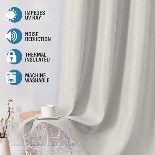 Linen Curtains Blackout Curtains 84 inches Long 52"W x 84"L Heather Off