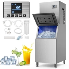 Commercial Ice Maker Machine Wide Air-cooled Ice Machine with 360Lb Storage Bin
