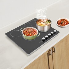 4 Burners Electric Cooktop Knob Control Cooking Countertop Stovetop 600W-1200W