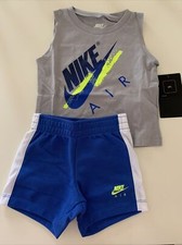 New Nike Baby Boys 2Piece Tee  Short Set Game Royal 24M
