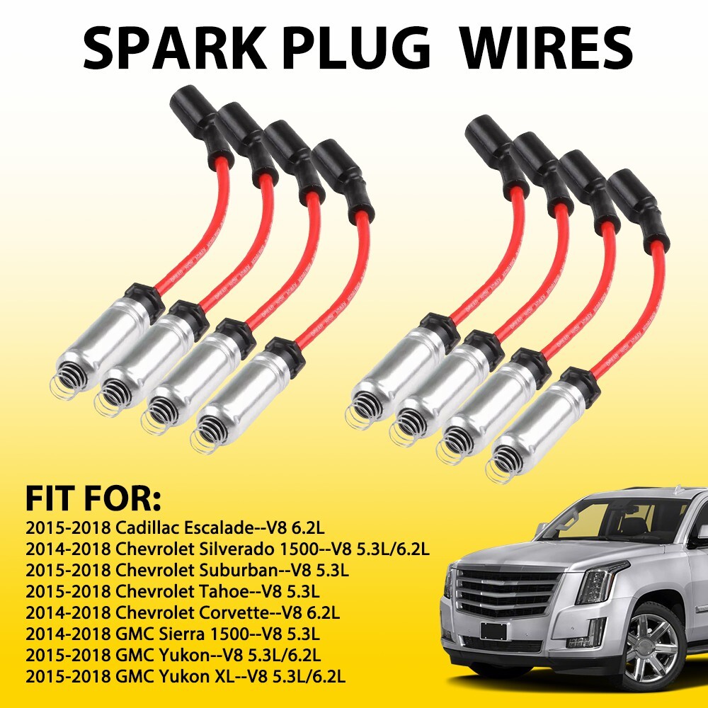 High-Performance 8.5mm Spark Plug Wires for 2014+ Silverado Sierra 5.3L 6.2L V8 L83 L86 Models