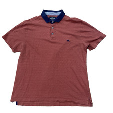 RODD  GUNN Polo Shirt Men XL Sports Fit Orange Blue Collar Dog Logo Preppy 42"