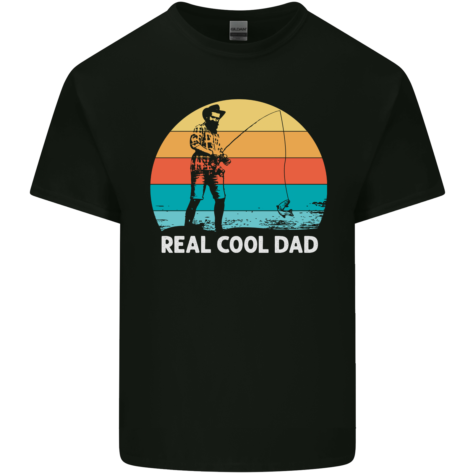 Reel Cool Dad Funny Fathers Day Fishing Mens Cotton T-Shirt Tee Top