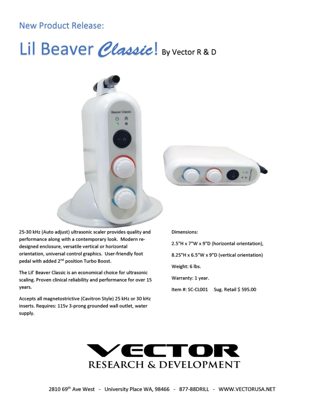 VECTOR LIL BEAVER CLASSIC ULTRASONIC SCALER, SCCL001 eBay