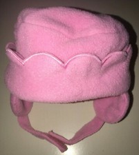 girls size 2/4T solid pink FLEECE WINTER HAT by CARTERS scalloped edge SO CUTE 