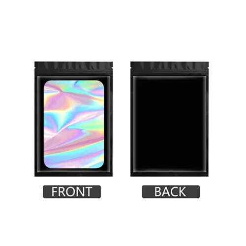 100 Pcs Mylar Bags, Holographic Packaging Bags, Resealable Smell Proof Bags US - Picture 3 of 20