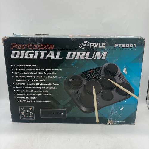 Pyle Portable Drums, Tabletop Drum Set, 7 Pad Digital Drum Kit, Touch