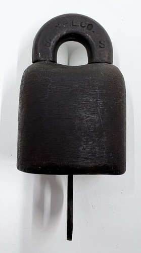 Vintage JHW Climax Co Scandinavian Style Padlock Lock w/Key Cast Iron Works