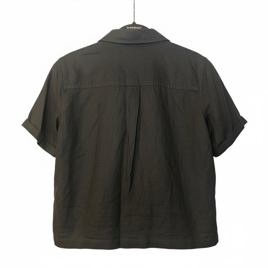 Universal Thread Black Button Down Lino/Rayon  Sh… - image 2