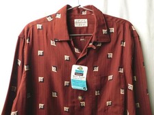 Vintage 50's 60's Penney  s Towncraft Rayon Total Pattern Shirt Size M Deep Red