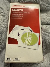 Brand New OFFICE DEPOT DOUBLE SIDED CD/DVD SLEEVES 100 PACK 200 Disc Capacity