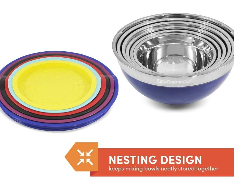 Elite Gourmet by EBS-0012 12-Piece Stainless Steel Interior Colored Stackable... - Image 2 of 4