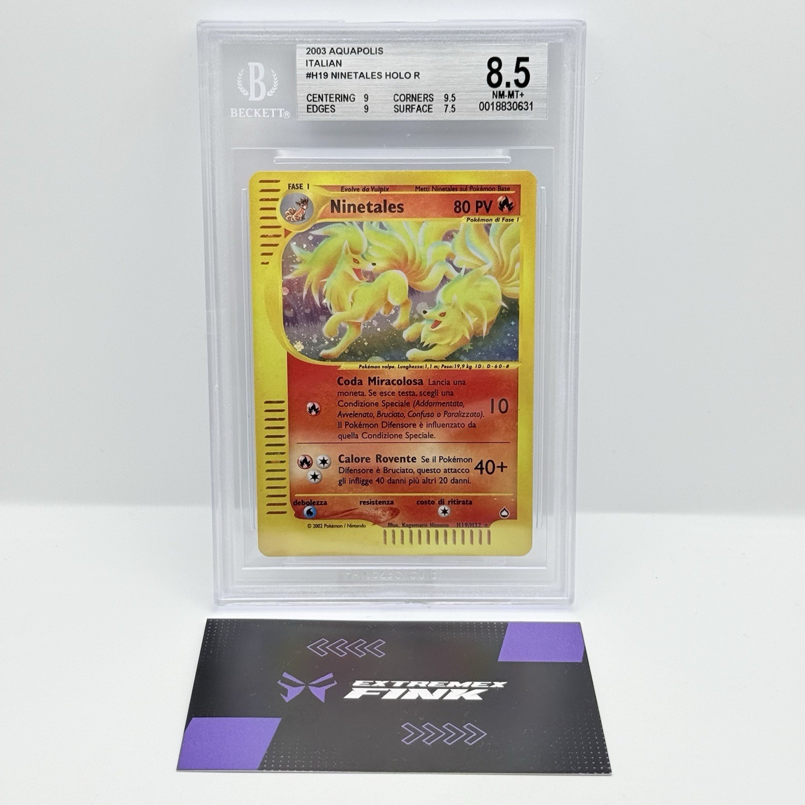 POKEMON CARD NINETALES HOLO H19/H32 - AQUAPOLIS - ITA - BECKETT / BGS 8.5