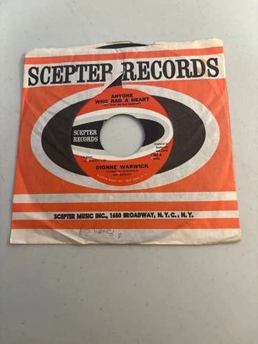 1963 DIONNE WARWICK 45 RPM 7" ANYONE WHO HAD A HEART / LOVE OF A BOY SCEPTER VG