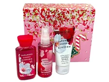 BATH & BODY WORKS JAPANESE CHERRY BLOSSOM TRAVEL GIFT BOX SET LOTION MIST WASH