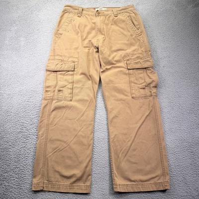Vtg Levis Cargo Pants Mens 33x30 Tan Y2K Loose Baggy Straight Twill Utility