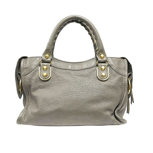 BALENCIAGA Handbag Classic Metallic Edge Mini City 390160 Leather Gray Gold