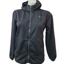 UnderArmour Black soft zip up hooded Jacket Youth Large fleece interior