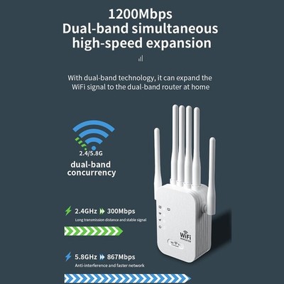 5G WIFI Verstärker WLAN Repeater W/ 6 Antennen WiFi Repeater 1200M HOT! NEU!DE