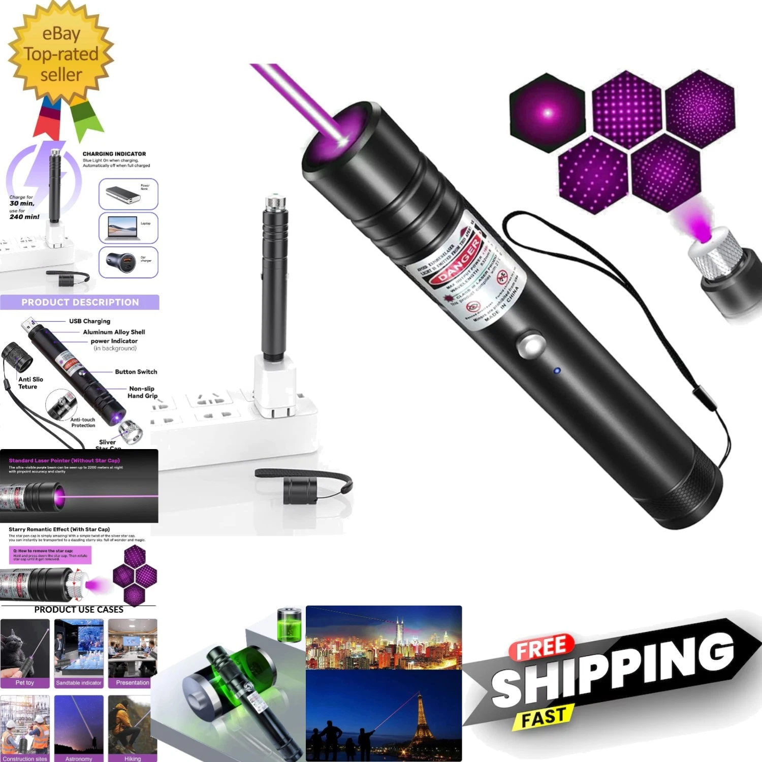 Compact Purple Laser Toy: Rechargeable, Adjustable Beam for Pets & Learning
Opens in a new window or