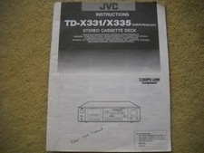 MODE d'emploi Stereo cassette deck platine K7 JVC TD X331 / X 335