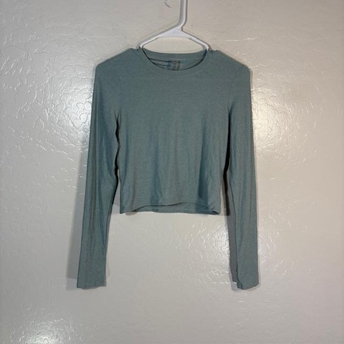 Beyond Yoga Shirt Womens Small Green Long Sleeve Cropped Open Back Top Athletic