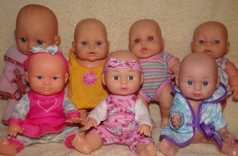 Small Baby Doll LOT OF 7 Plastic/Vinyl  9.5"