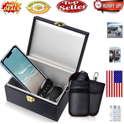 Elegant Black Leather Faraday Box with RFID Blocking Bags for Ultimate Security