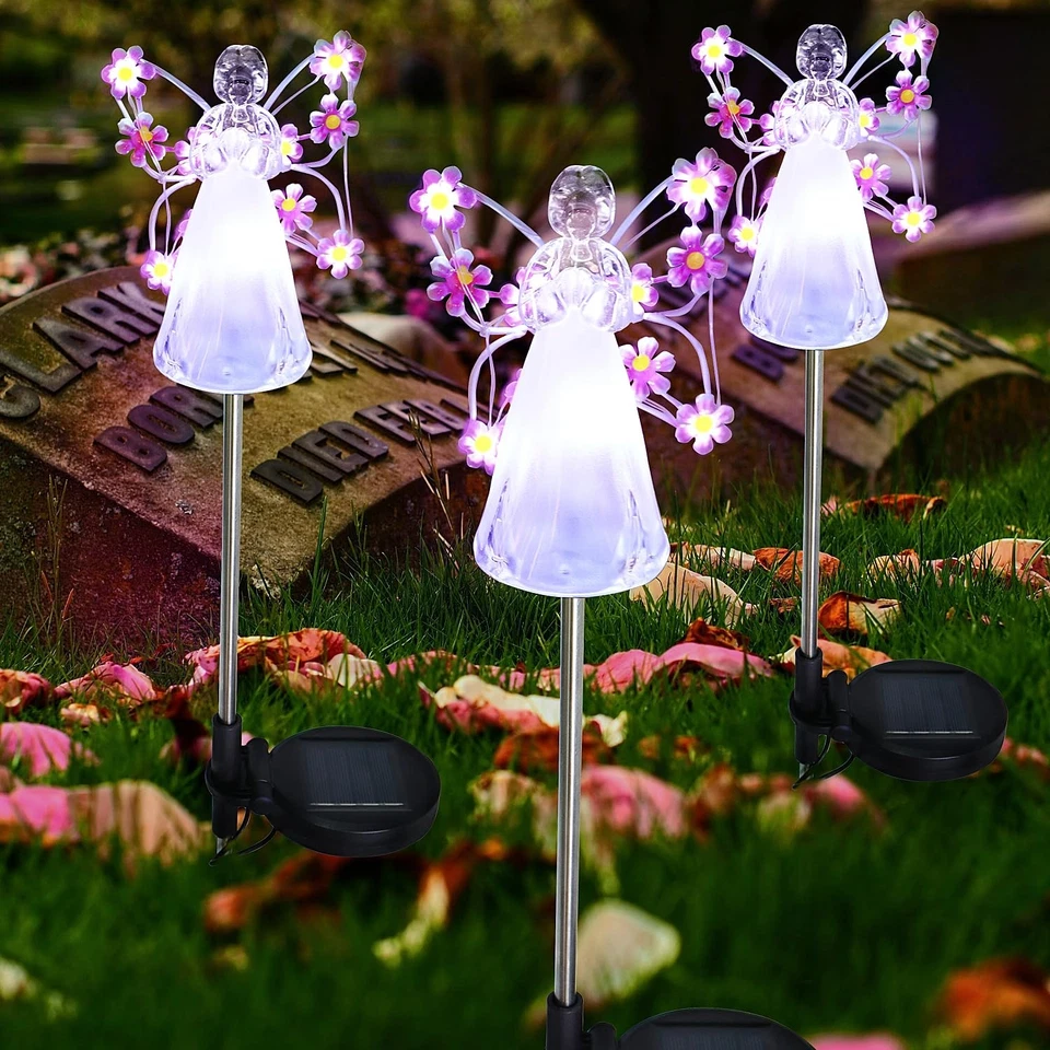 Luces Solares Exterior Impermeable 2 Paquetes,Decoraciones Cementerio Tumba,Memorial G... Foto 2 de 4