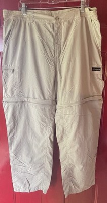 Columbia Beige Convertible Zip-Off Hiking Pants Mens Size L Cotton NWOT