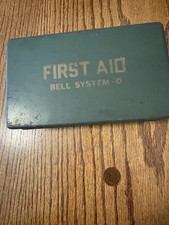 Vintage Bell System D First Aid Metal Kit Box with Contents Medical Supply Co Ro