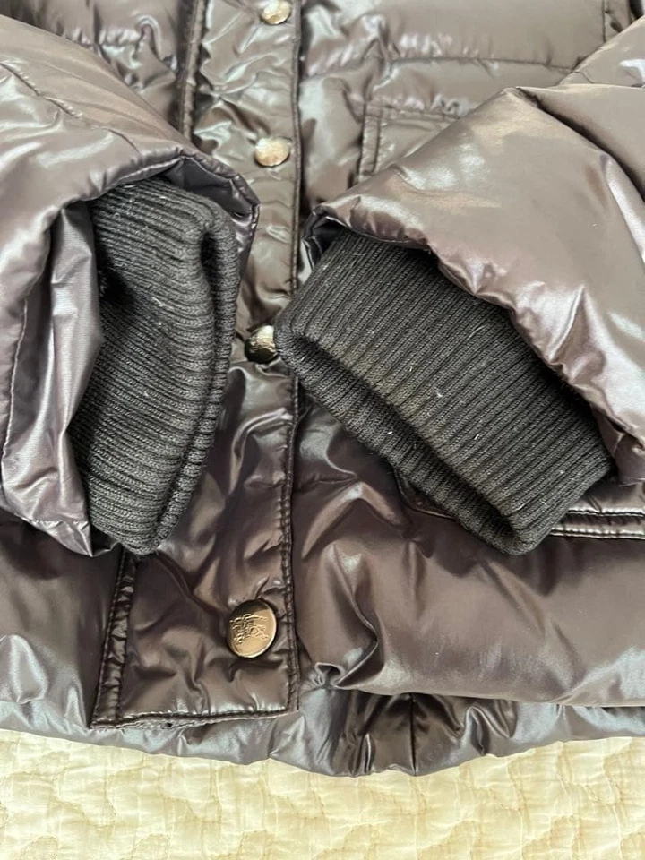 Подлинный Burberry синий ярлык женщин вниз куртки меха проверить узор черный размер 38 - Изображение 4 из 4