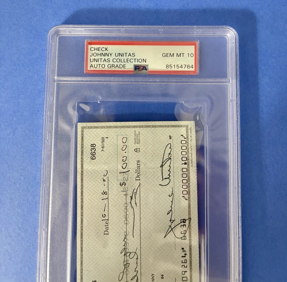 Johnny Unitas Signed Autograph Check PSA 10 MINT Unitas Collection - Image 2 of 4