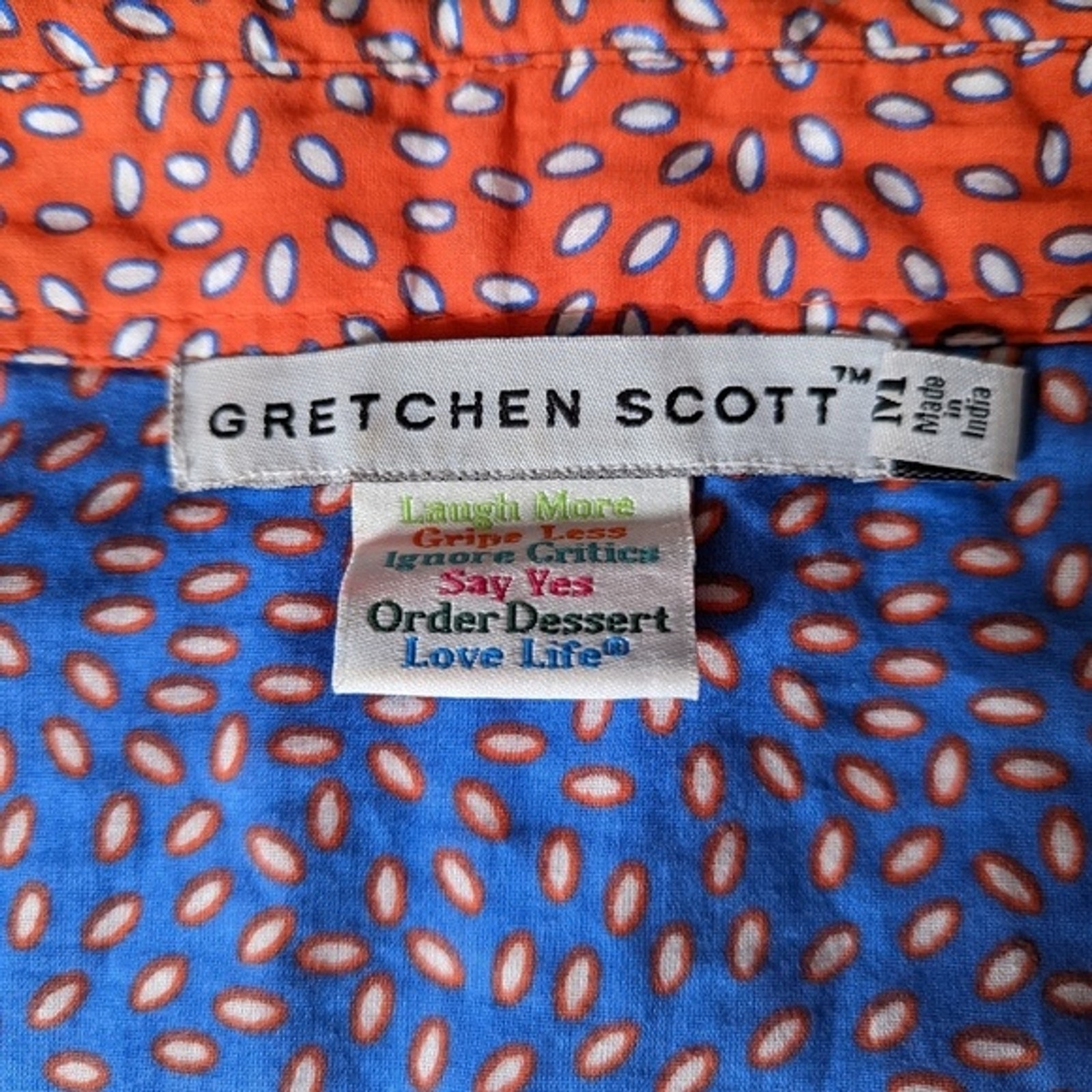 Orange Dot Ruffle Sleeve Button Down By Gretchen … - image 8