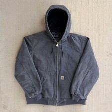 Carhartt J140 GVL gray hooded work wear jacket Medium