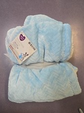 NWT Parents Choice Walmart Blue White Royal Chevron Sherpa Plush Baby Blanket