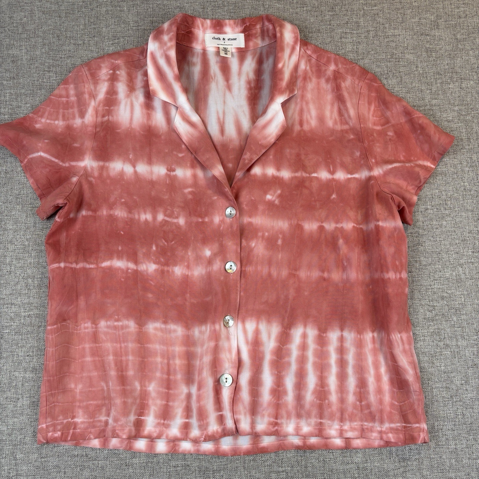 Anthropologie Cloth & Stone Tie Dye Top Womens XS Coral Boho