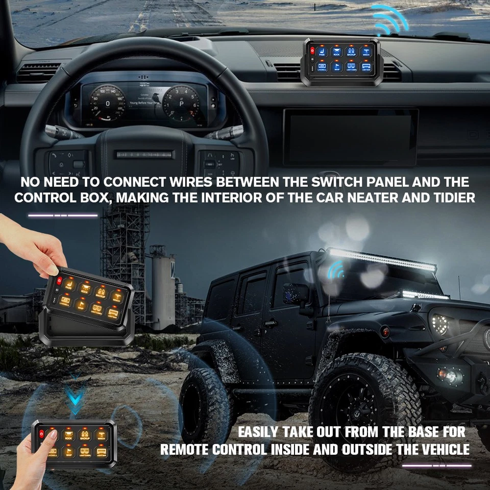 8 Gang Switch Panel LED Light Electronic System For Can-Am Polaris RZR UTV ATV - Image 3 of 4