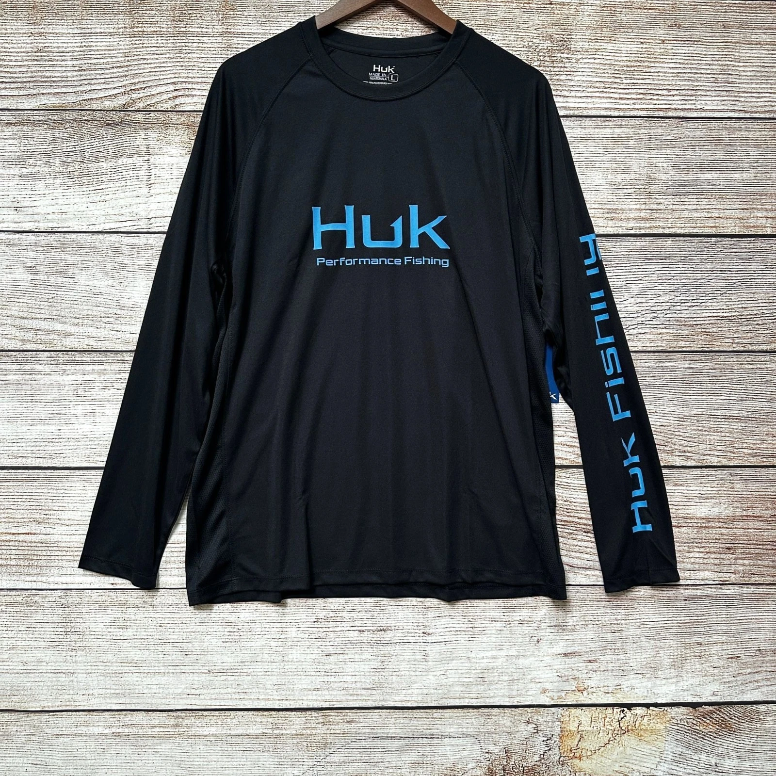 Huk Men’s L Vented Pursuit Long Sleeve Performance Fishing Shirt Black NWT