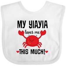 Inktastic My YiaYia Loves Me Grandson Baby Bib Boy Girl Grandma Clothes Clothing